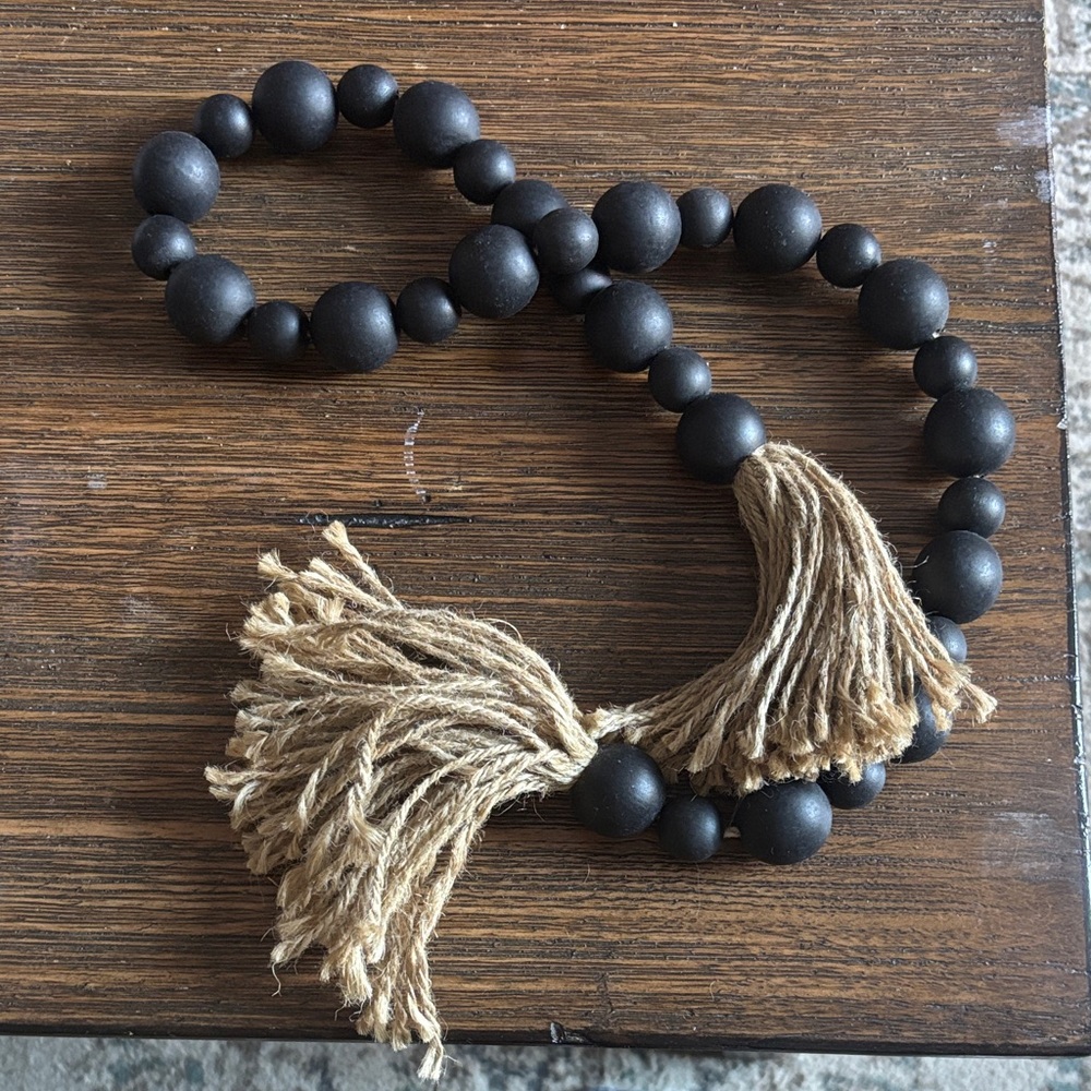 Wooden Bead Garland with Tassels
